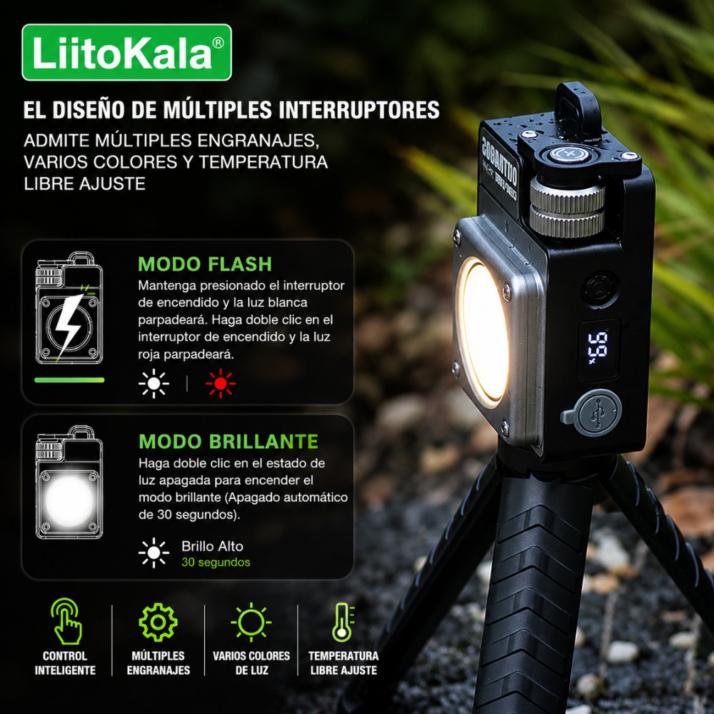 LIITOKALA XY-009 LINTERNA DE CAMPING, EMERGENCIA, TRABAJO Aleatorio - 7