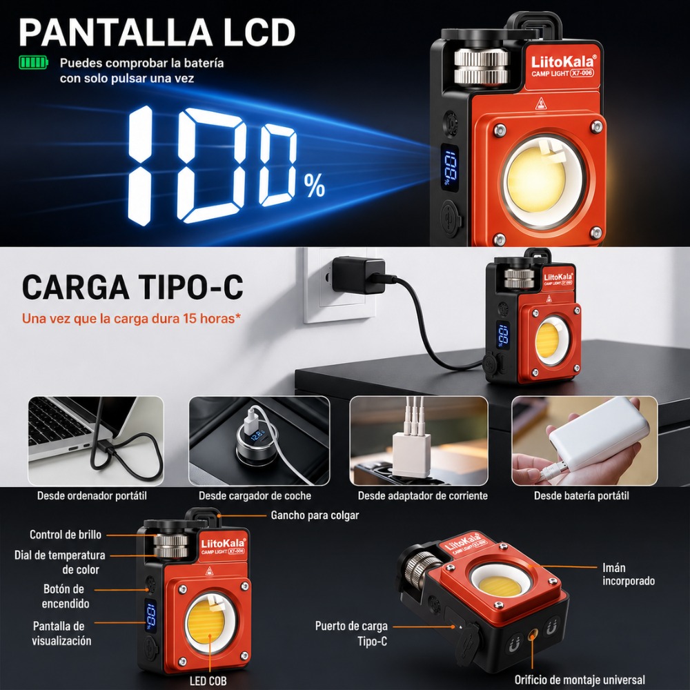 LIITOKALA XY-009 LINTERNA DE CAMPING, EMERGENCIA, TRABAJO Aleatorio - 9