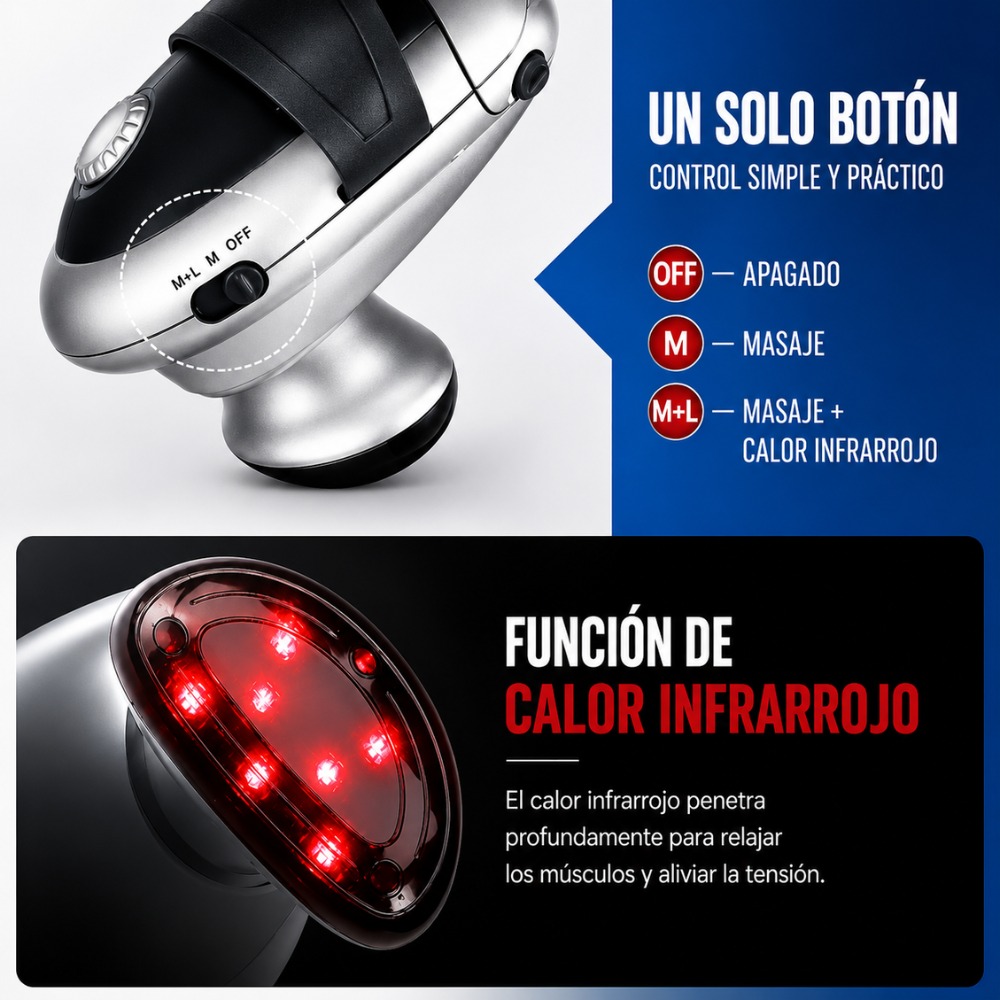 MASAJEADOR CORPORAL INFRARROJO PROFESIONAL MANGO DESMONTABLE - 8