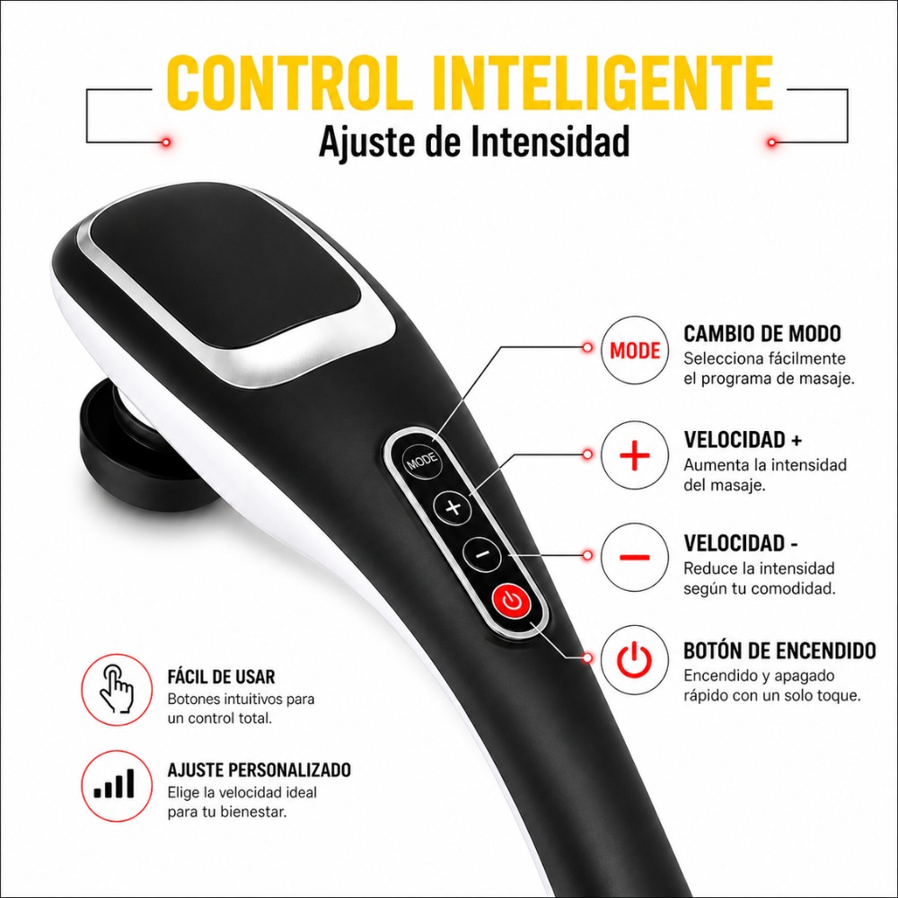 MASAJEADOR CORPORAL ELÉCTRICO DE PERCUSIÓN 7 CABEZALES ALEATORIO - 3