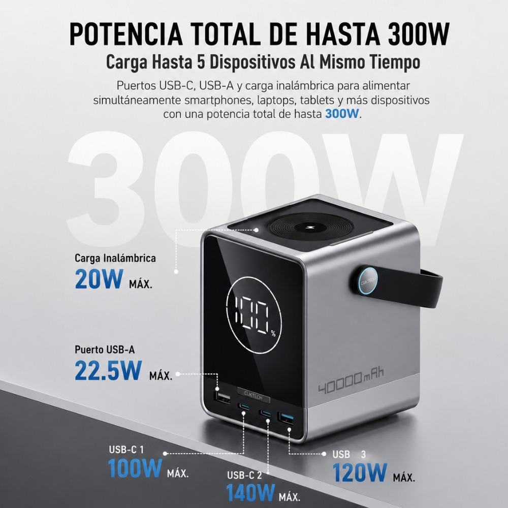 POWER BANK PORTÁTIL 40000MAH 300W PARA LAPTOP Y CELULAR - 2