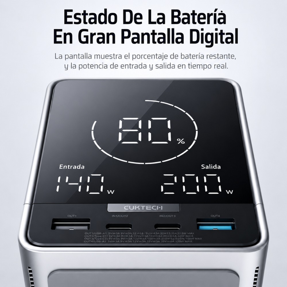 POWER BANK PORTÁTIL 40000MAH 300W PARA LAPTOP Y CELULAR - 6