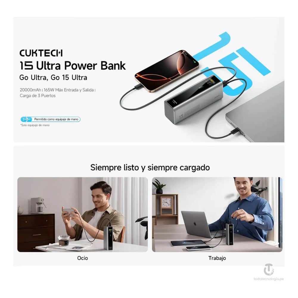 POWER BANK PORTATIL 20000MAH CUKTECH 15 ULTRA PD3.1 - 3