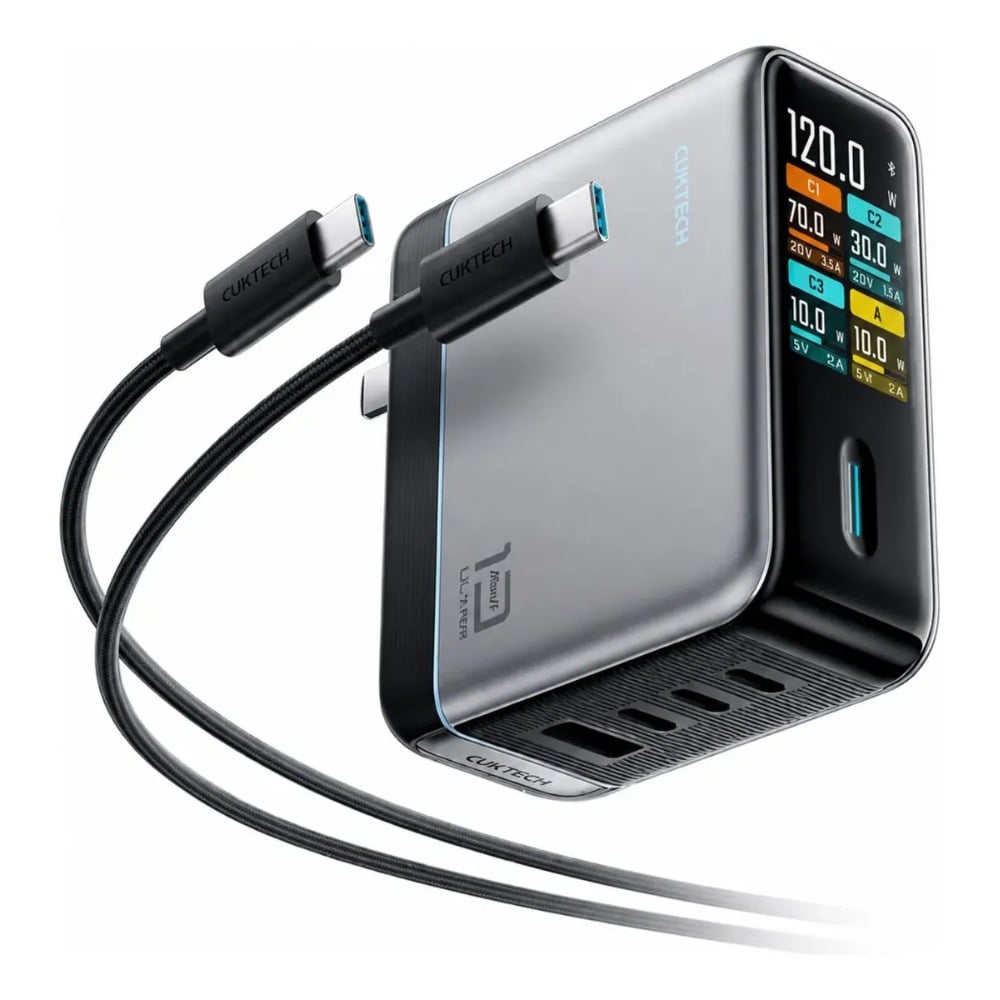 CARGADOR GAN 120W CARGA RÁPIDA 4 PUERTOS USB C Y USB A - 1