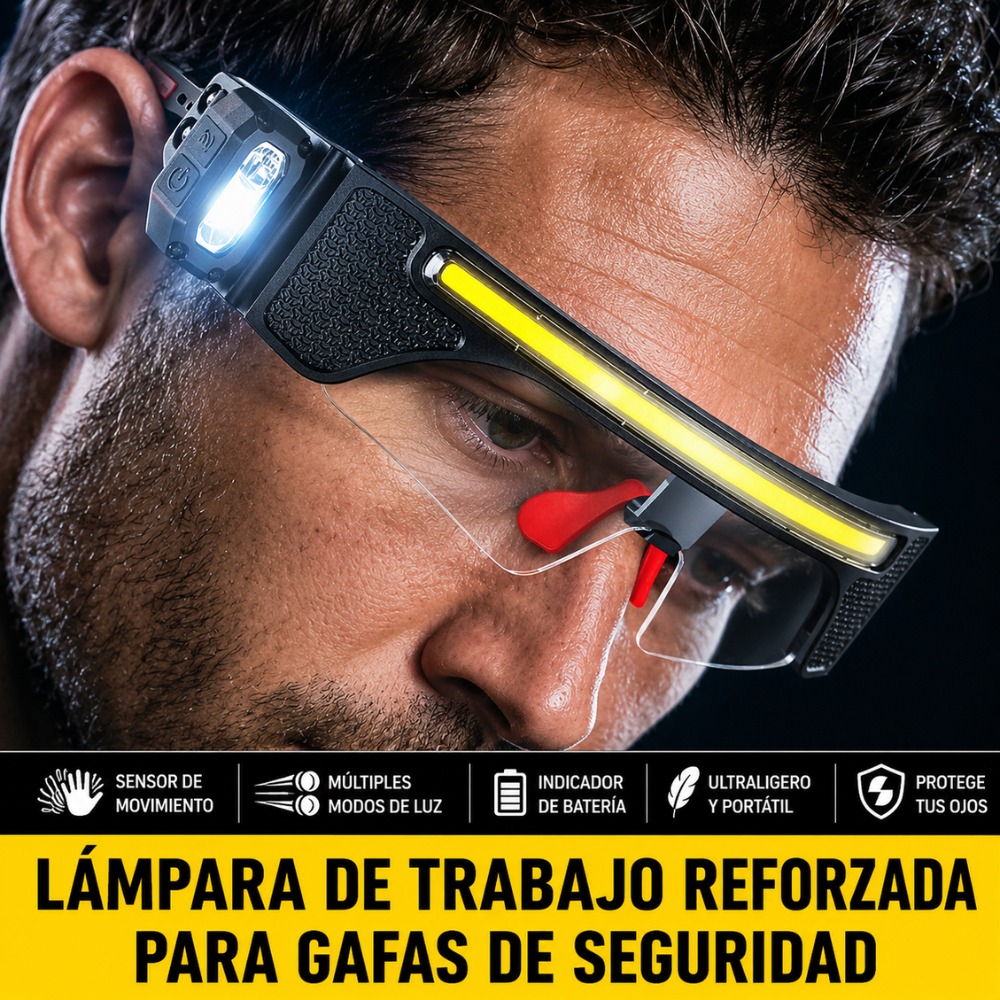 LÁMPARA FRONTAL RECARGABLE CON SENSOR INTEGRADA EN GAFAS LED - 5