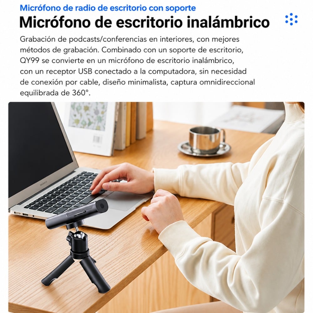 MICRÓFONO INALÁMBRICO CARGA MULTIFUNCIONAL, 20H DURACIÓN - 5