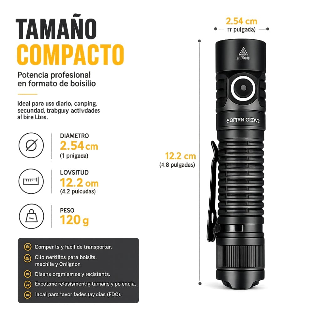 LINTERNA TÁCTICA SOFIRN SP31V3, 2000 LM, LINTERNA DE DEFENSA - 3