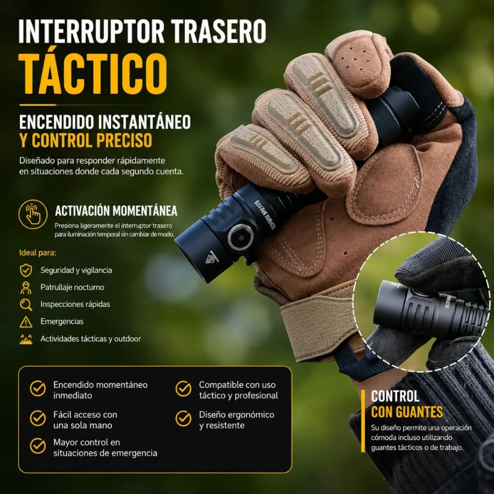 LINTERNA TÁCTICA SOFIRN SP31V3, 2000 LM, LINTERNA DE DEFENSA - 7