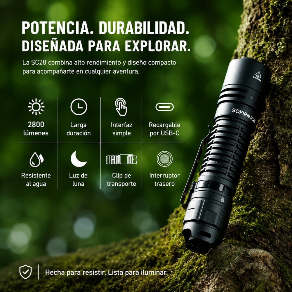 LINTERNA TÁCTICA POTENTE SOFIRN SC28 - 4