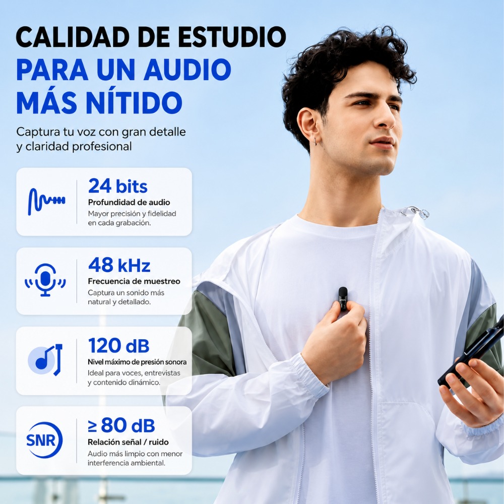 MICRÓFONO INALÁMBRICO USB C CON CANCELACIÓN DE RUIDO - 5