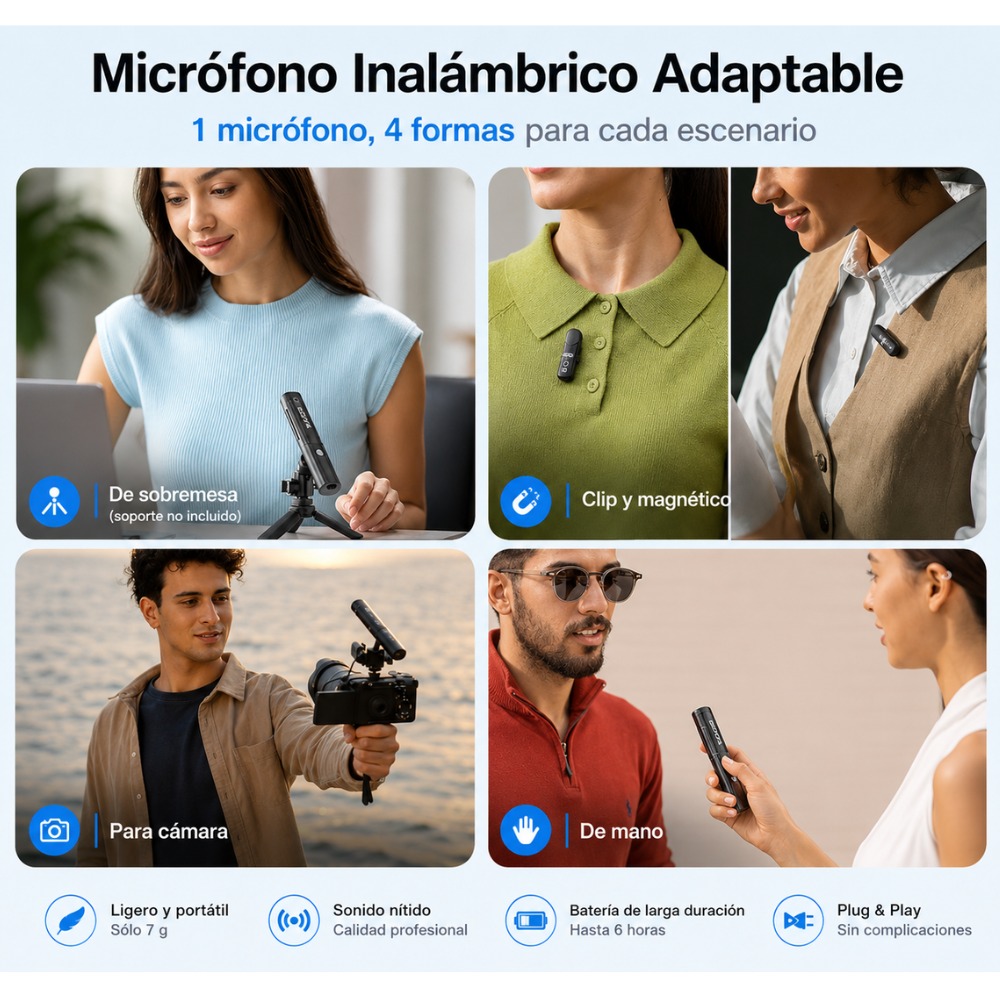MICRÓFONO INALÁMBRICO USB C CON CANCELACIÓN DE RUIDO - 7