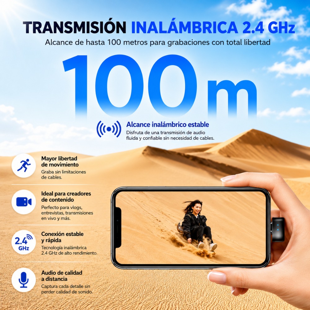 MICRÓFONO INALÁMBRICO USB C CON CANCELACIÓN DE RUIDO - 8