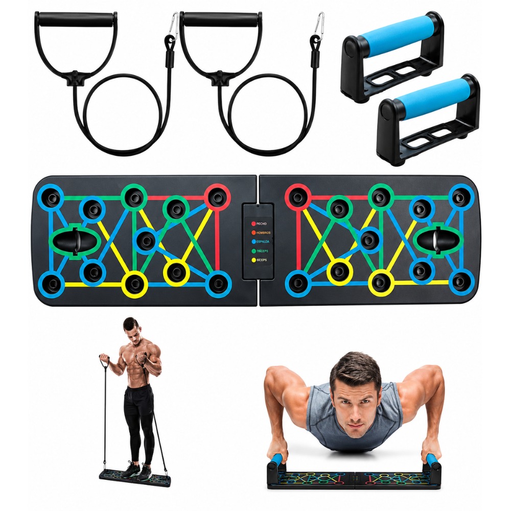 TABLERO PUSH UP BOARD COMPLETO PLANCHAS FLEXIONES CON LIGAS - 2