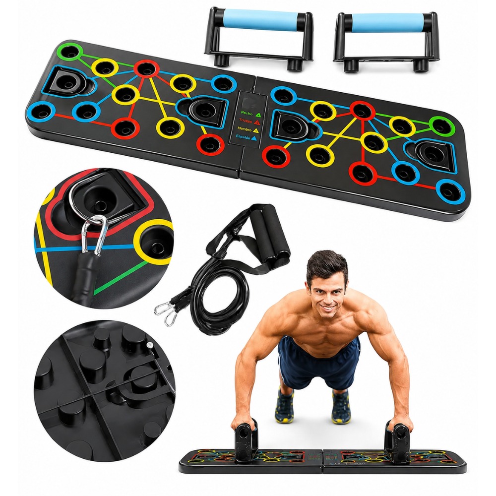 TABLERO PUSH UP BOARD COMPLETO PLANCHAS FLEXIONES CON LIGAS - 3