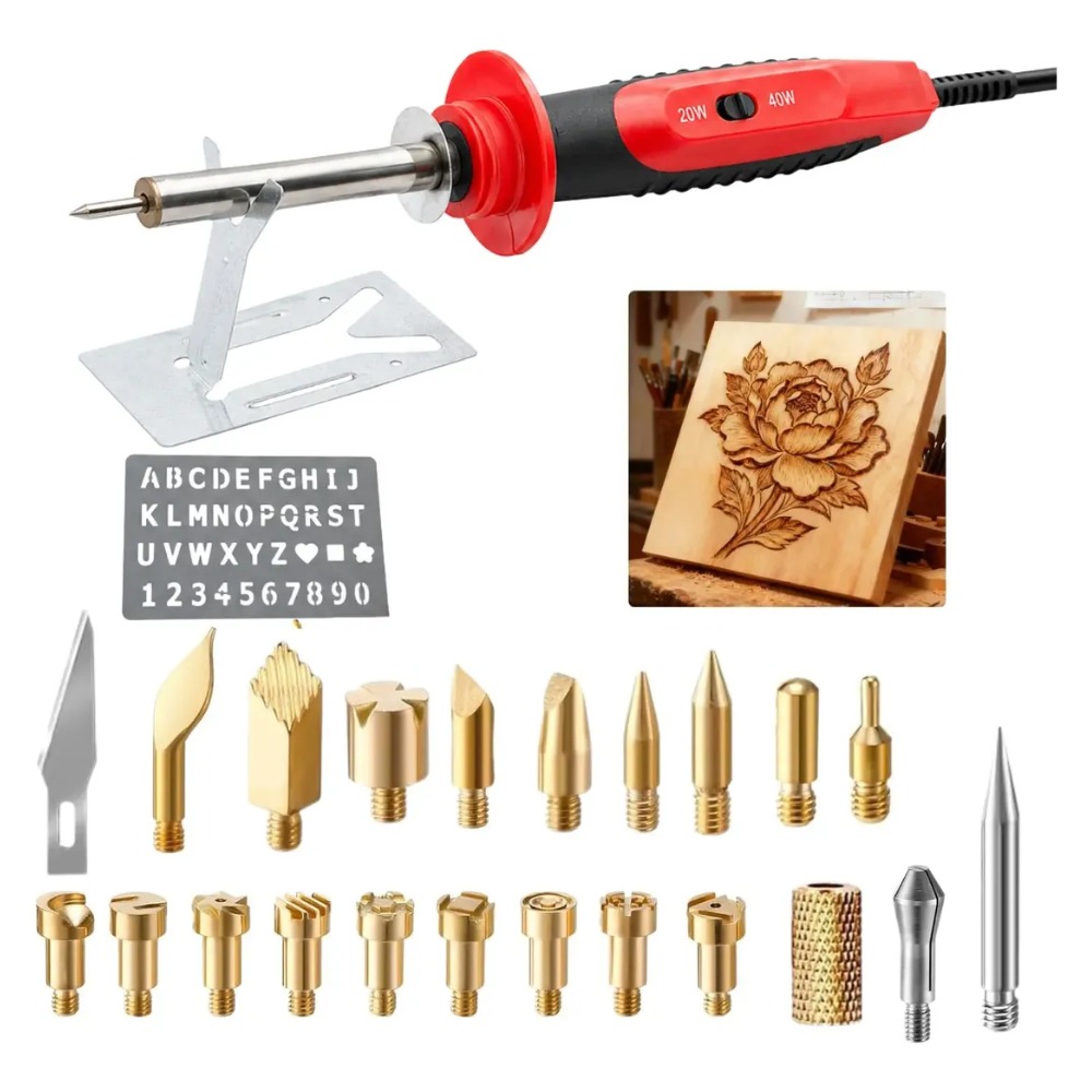 PIROGRABADOR CAUTIN PARA TRABAJOS EN CUERO Y MADERA 22 PZAS - 1