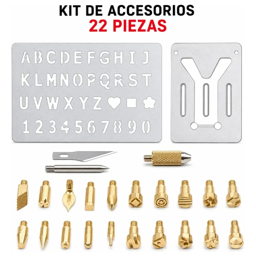 PIROGRABADOR CAUTIN PARA TRABAJOS EN CUERO Y MADERA 22 PZAS - 2