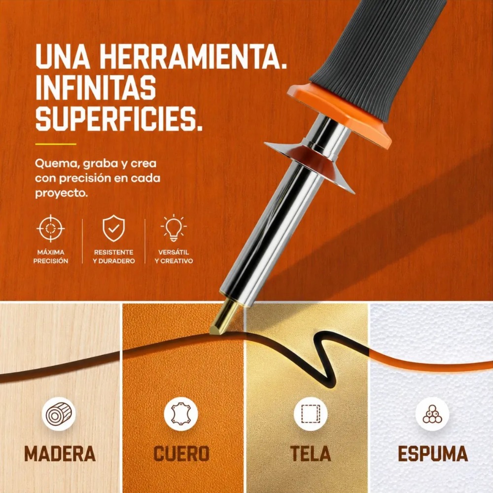 PIROGRABADOR CAUTIN PARA TRABAJOS EN CUERO Y MADERA 22 PZAS - 3