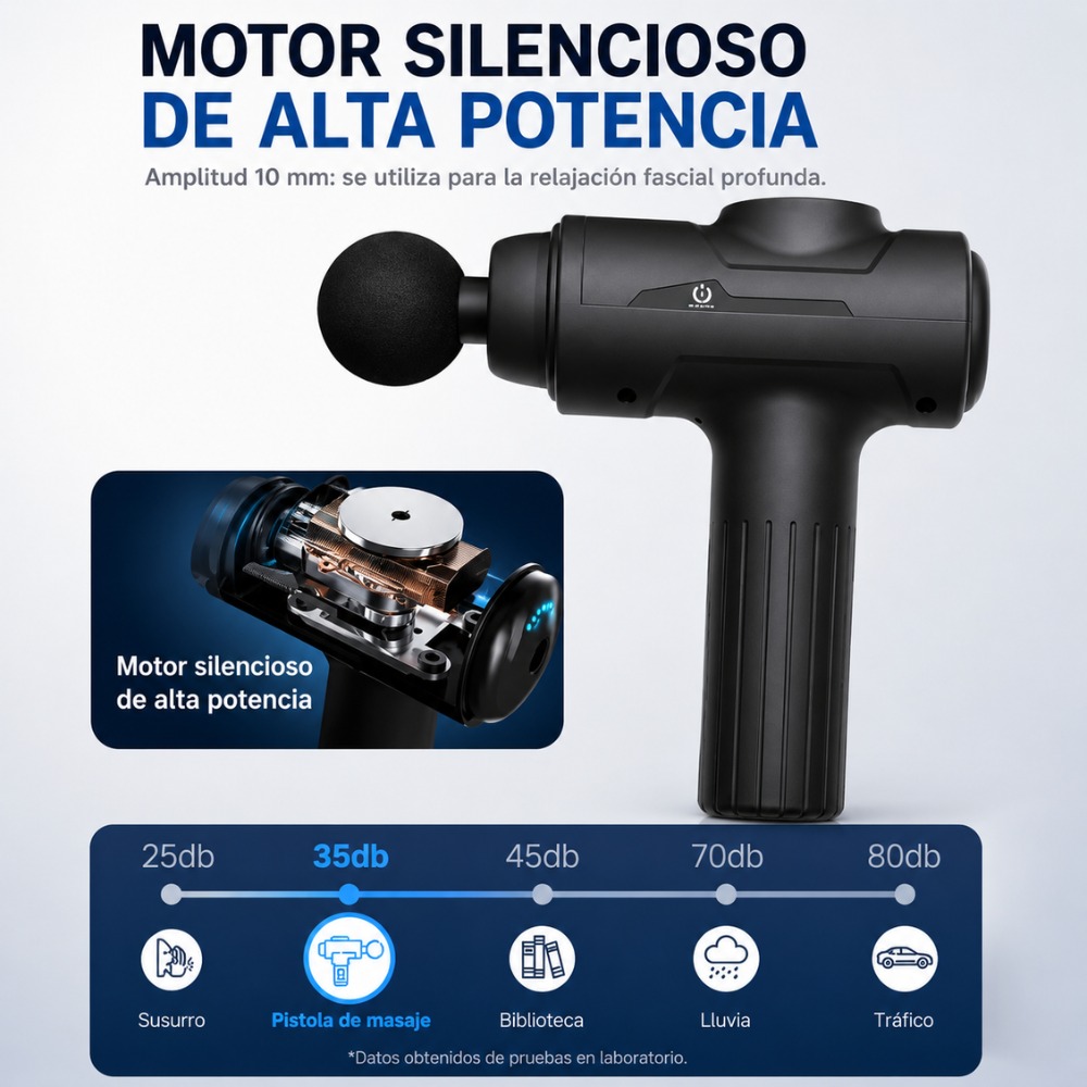 PISTOLA DE MASAJE 6 CABEZALES DE 55W ALIVIO DE DOLOR - 5