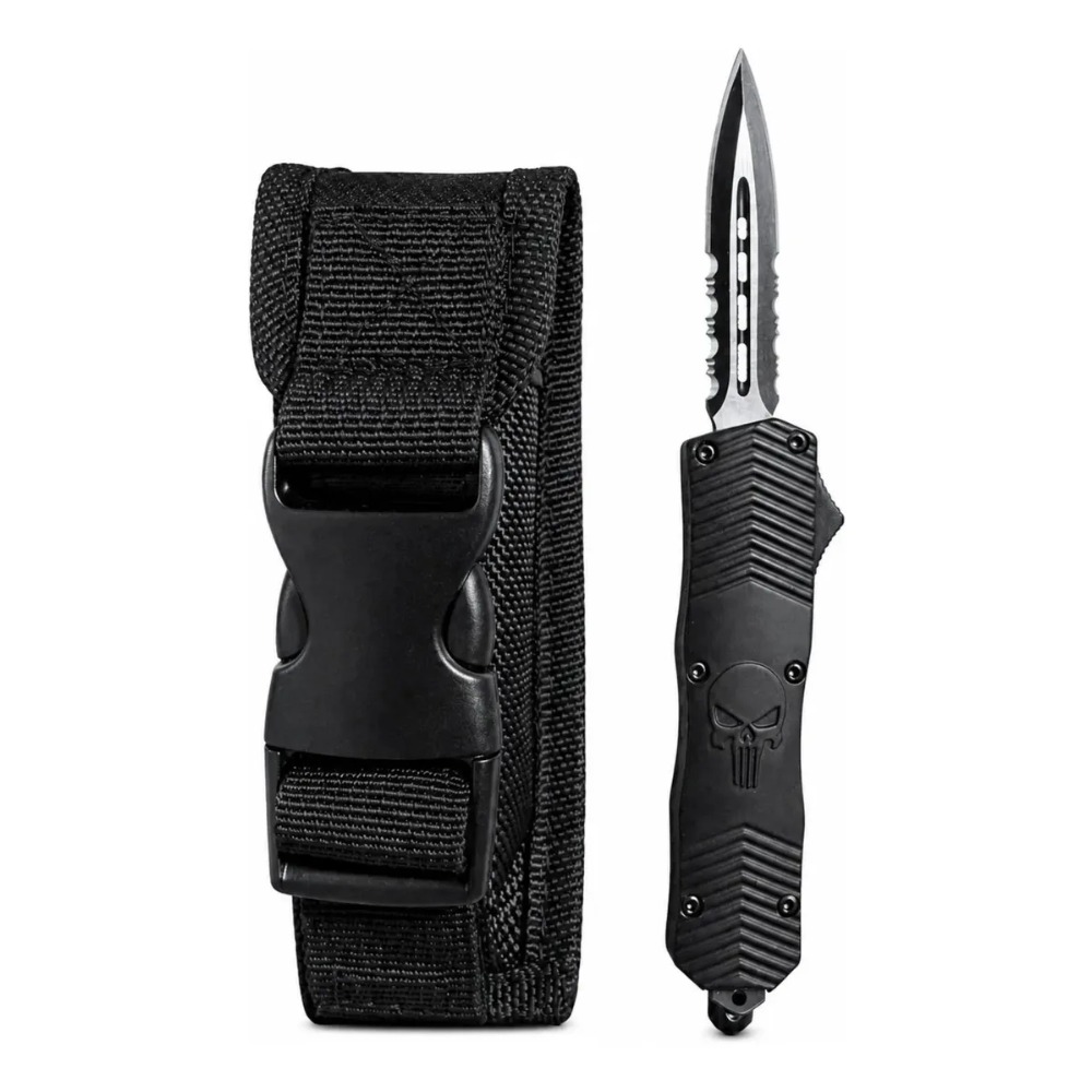 NAVAJA AUTOMÁTICA DE ACERO CON FUNDA TÁCTICA - 1