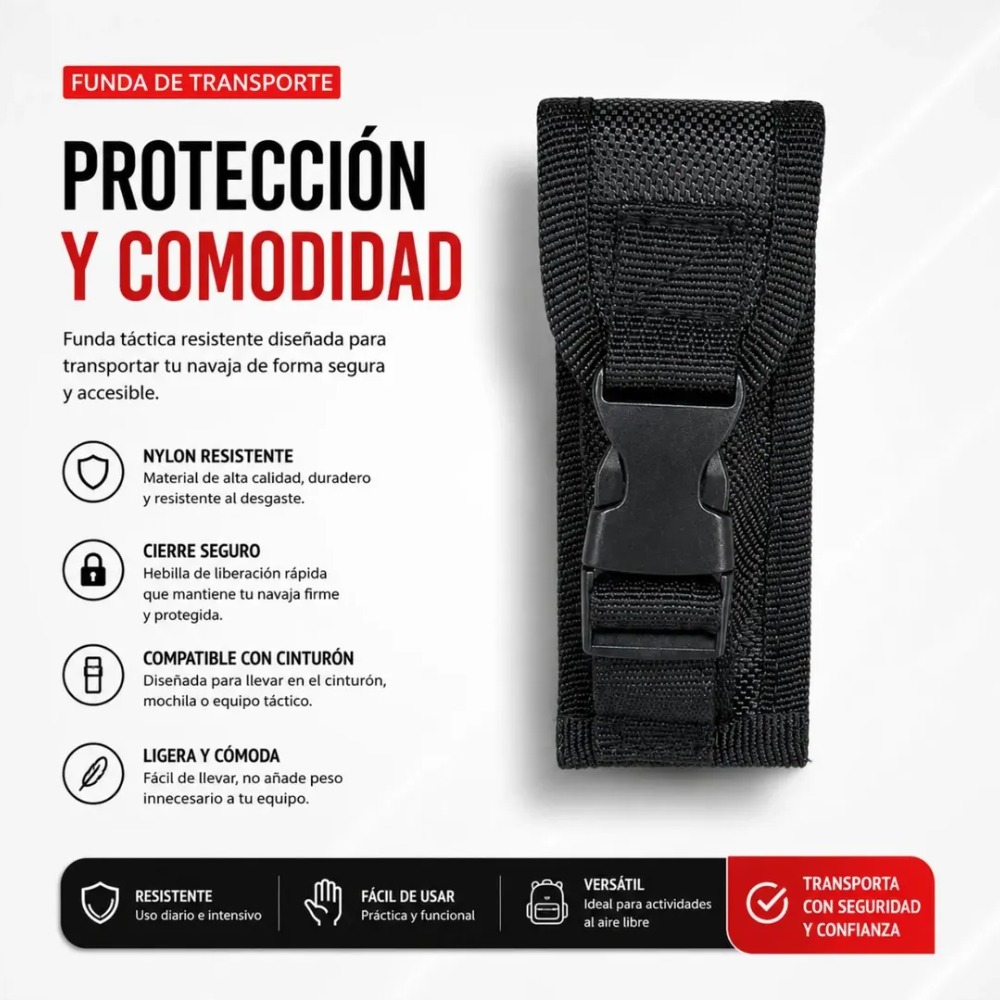 NAVAJA AUTOMÁTICA DE ACERO CON FUNDA TÁCTICA - 4