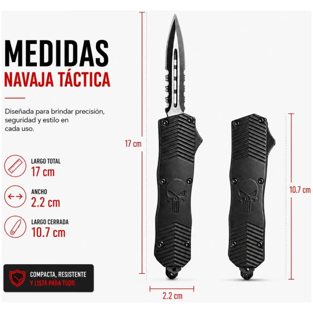 NAVAJA AUTOMÁTICA DE ACERO CON FUNDA TÁCTICA - 5