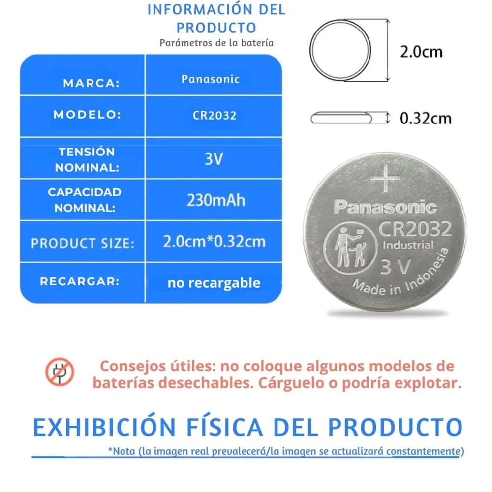 PILAS CR2032 3V LITIO X 5 UNIDADES PANASONIC - 3