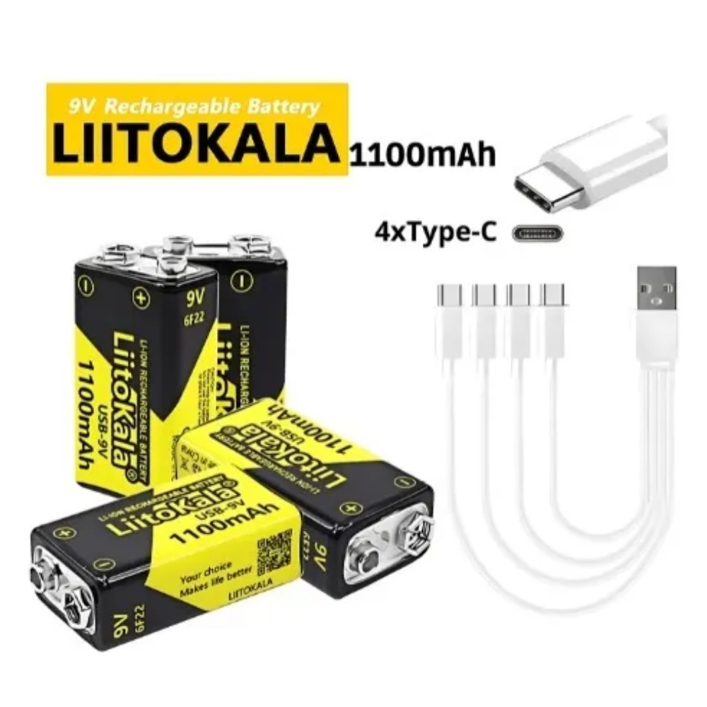 PILA RECARGABLE LIITOKALA 9V 1100MAH USB TIPO C PACK DE 4 - 2