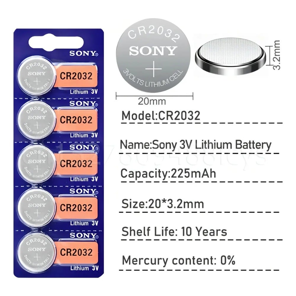 5 PILAS CR2032 - SONY - BATERÍA DE LITHIUM 3V - 2032 - 3