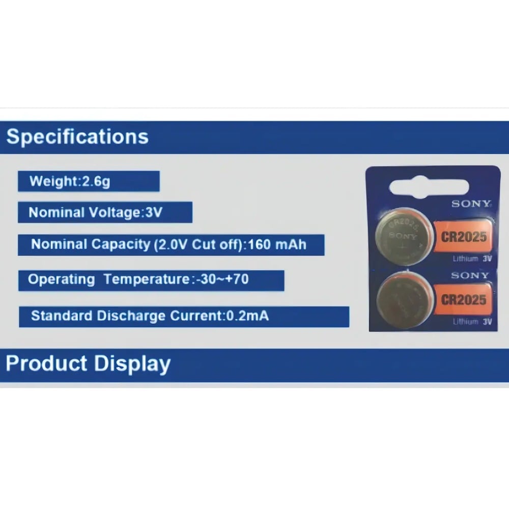 5 PILAS CR2032 - SONY - BATERÍA DE LITHIUM 3V - 2032 - 6