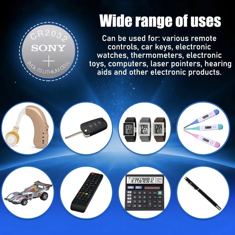 5 PILAS CR2032 - SONY - BATERÍA DE LITHIUM 3V - 2032 - 8
