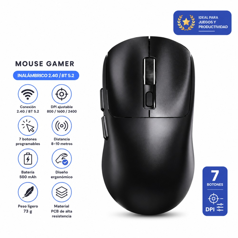 MOUSE INALÁMBRICO RECARGABLE TIPO C PARA LAPTOP PC - 3