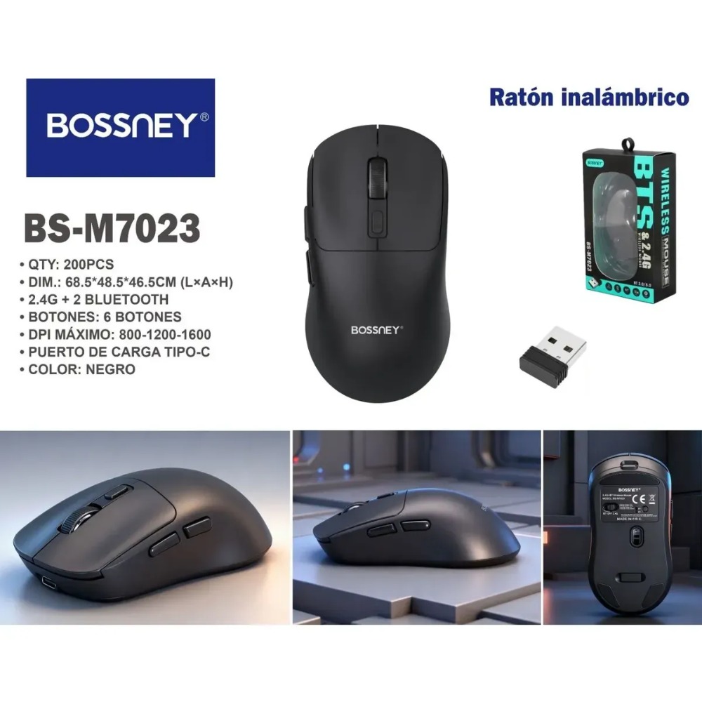 MOUSE INALÁMBRICO RECARGABLE TIPO C PARA LAPTOP PC - 6