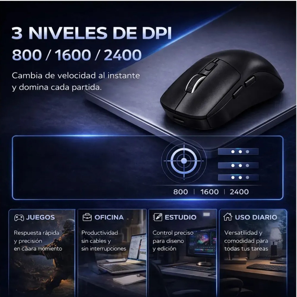 MOUSE INALÁMBRICO RECARGABLE TIPO C PARA LAPTOP PC - 8