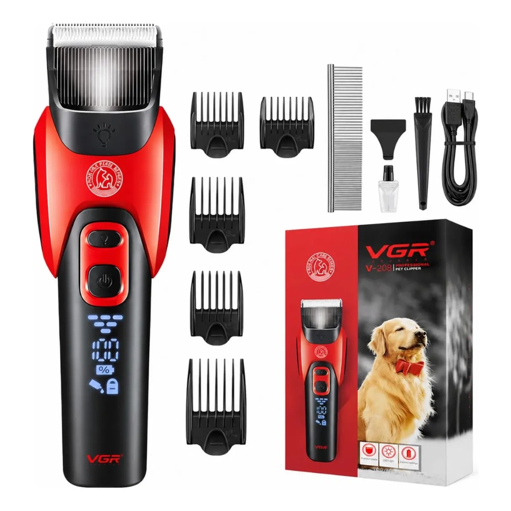 MÁQUINA CORTAR PELO PERROS MASCOTAS VGR V-208 LUZ CERÁMICA - 1