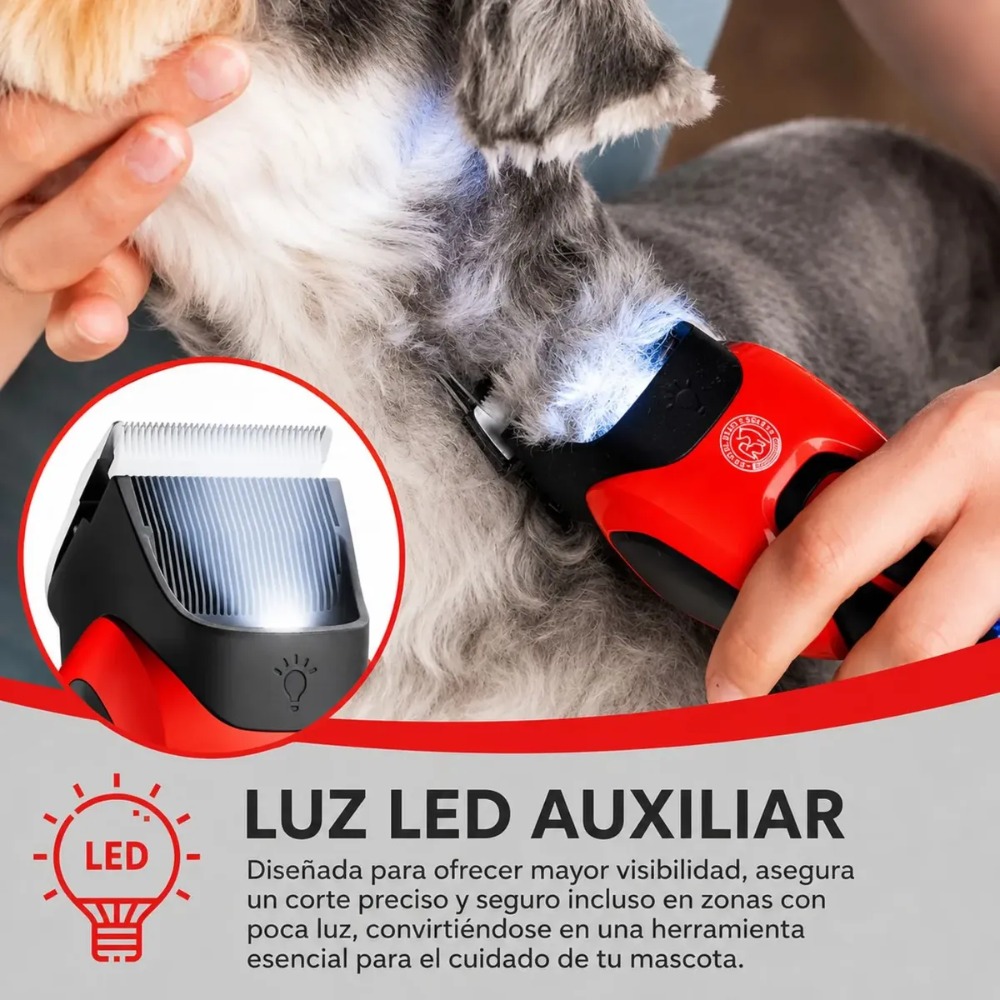 MÁQUINA CORTAR PELO PERROS MASCOTAS VGR V-208 LUZ CERÁMICA - 4