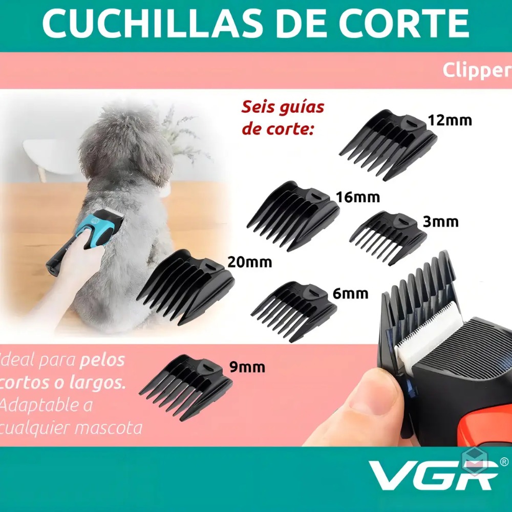 MÁQUINA CORTAR PELO PERROS MASCOTAS VGR V-208 LUZ CERÁMICA - 6