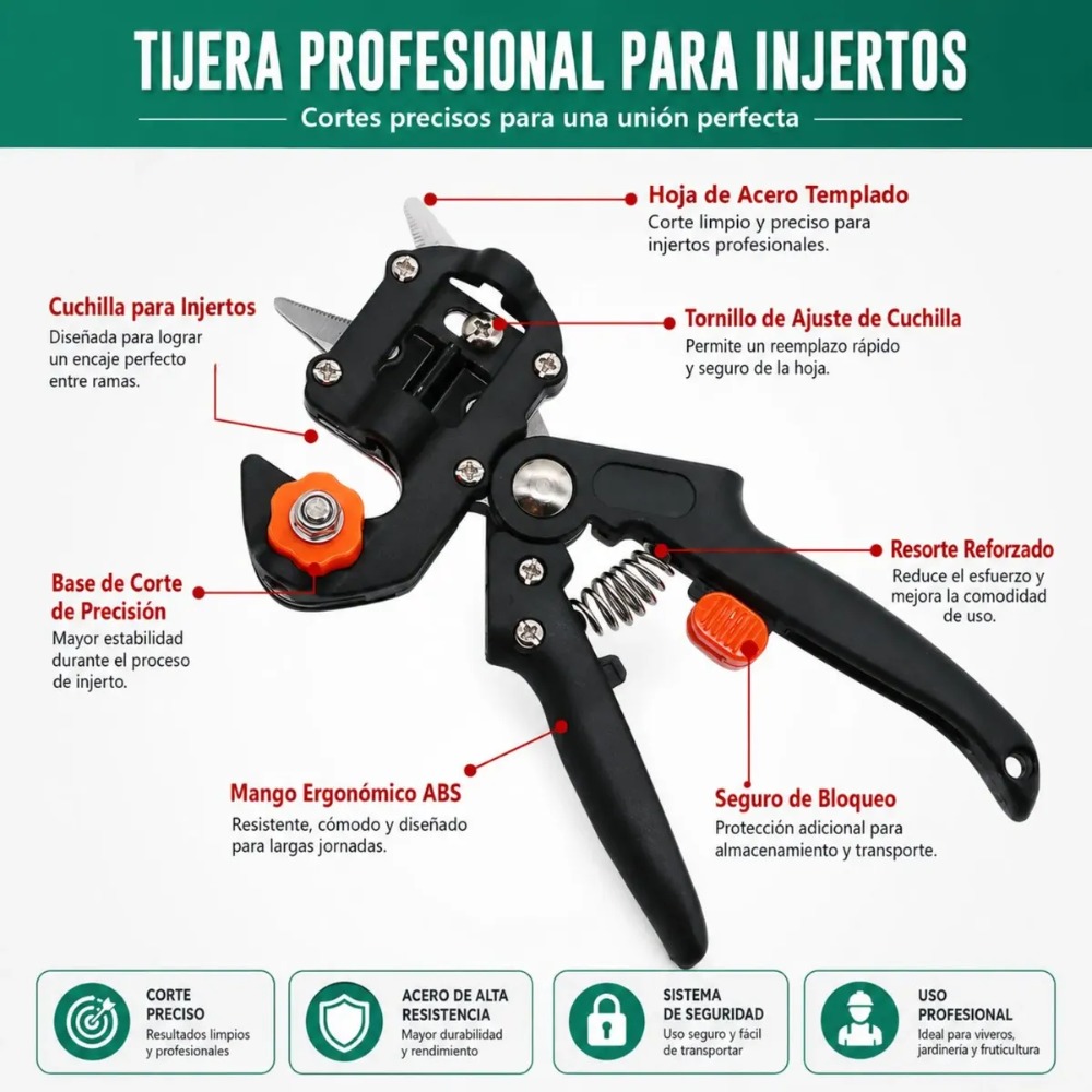 TIJERA INJERTADORA MANUAL PARA PLANTAS Y FRUTALES - 2
