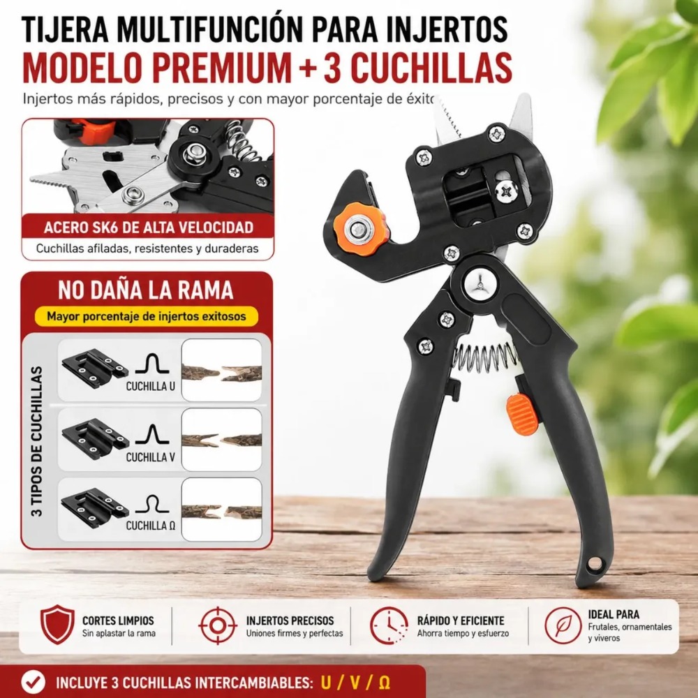 TIJERA INJERTADORA MANUAL PARA PLANTAS Y FRUTALES - 8