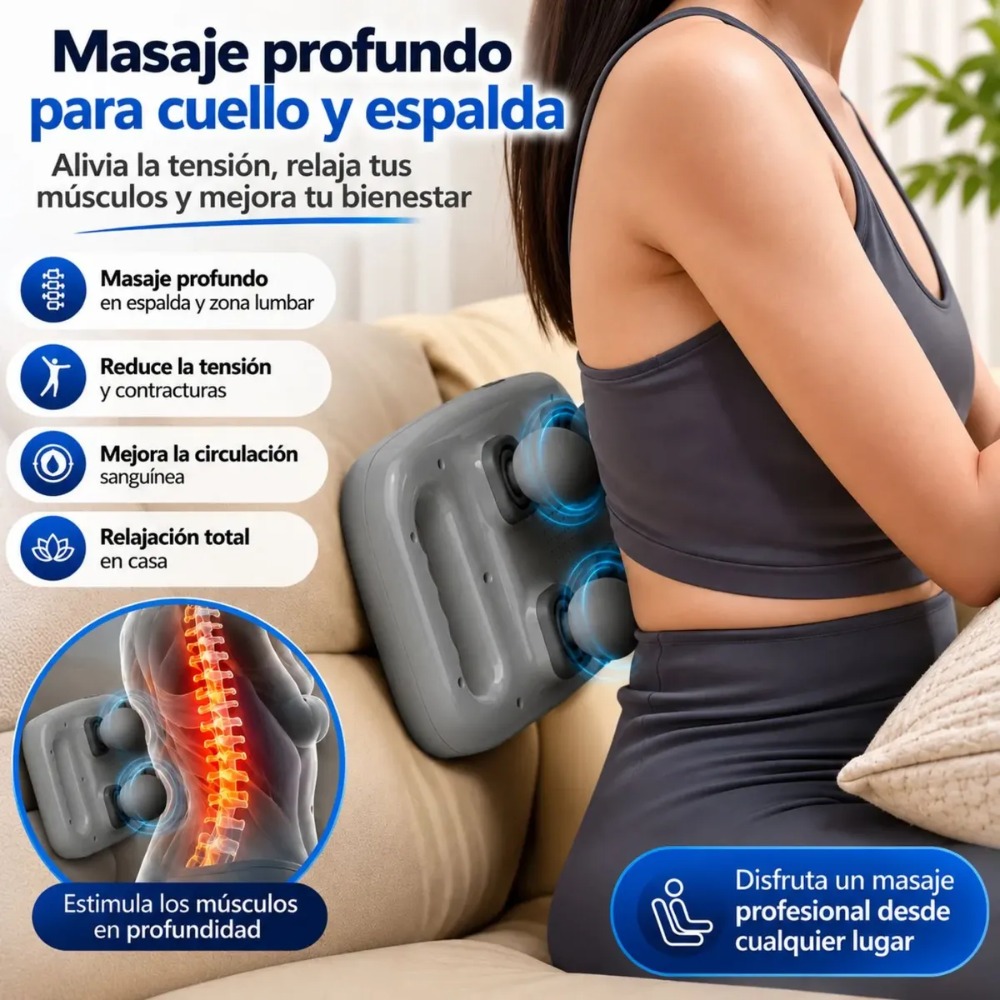MASAJEADOR RECARGABLE 4 CABEZAS 9 MODOS Y 20 NIVELES - 4