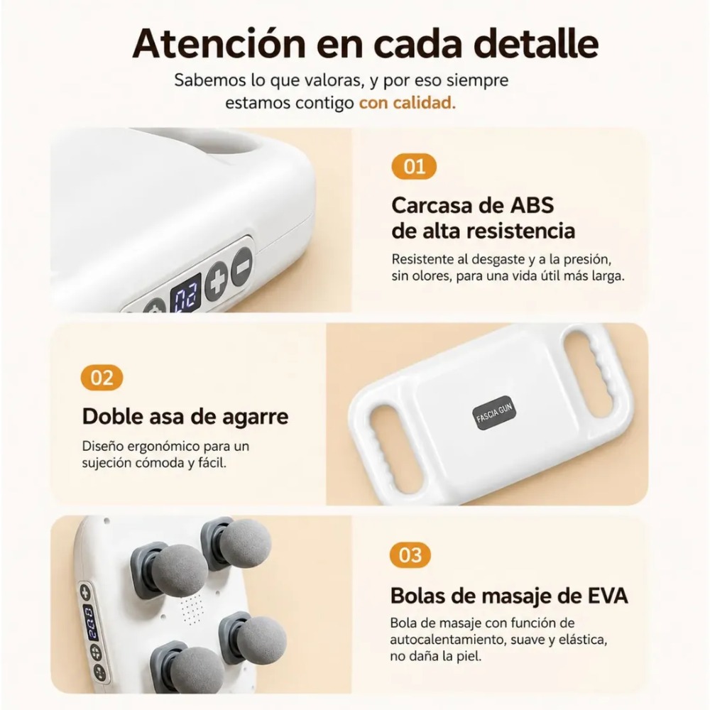 MASAJEADOR RECARGABLE 4 CABEZAS 9 MODOS Y 20 NIVELES BLANCO - 8