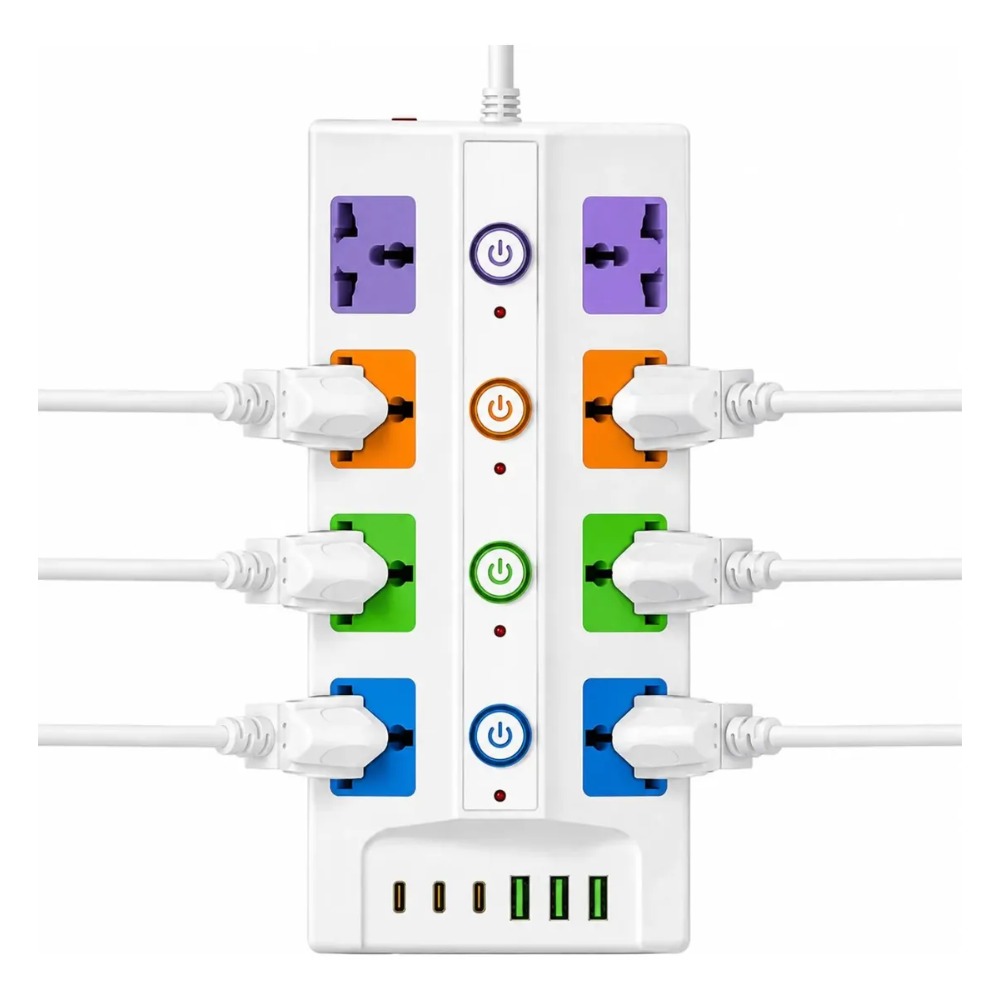 TOMACORRIENTE 8 TOMAS 3000W USB-C 180 CM - 2