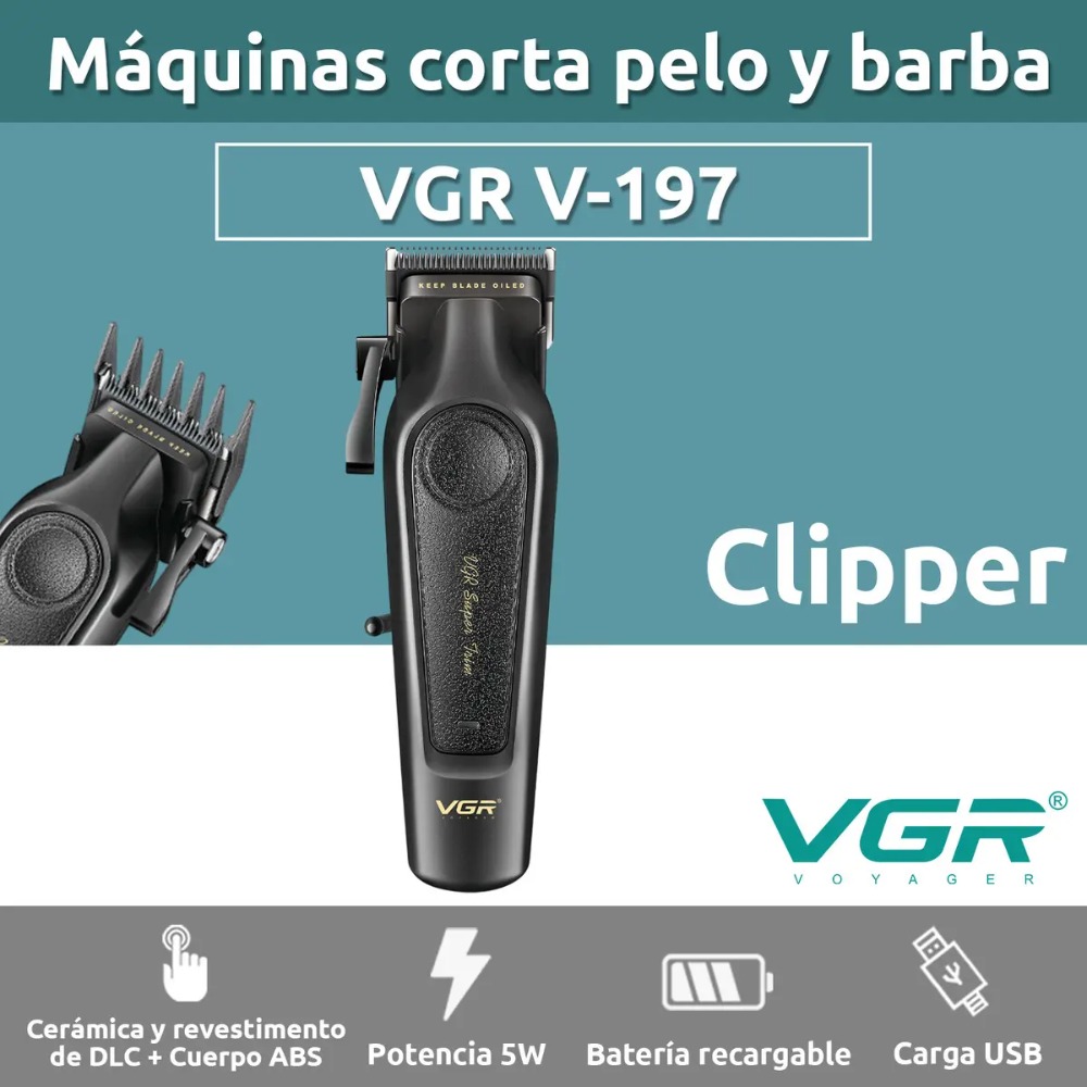 CORTADORA DE PELO VGR V-197 INALAMBRICA CUCHILLA DLC 7000RPM - 2