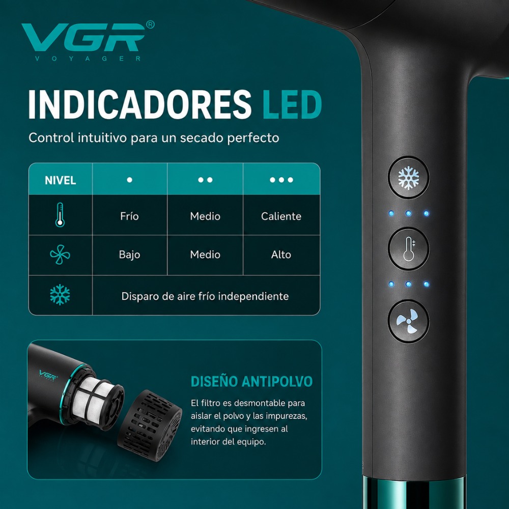 SECADOR DE PELO PROFESIONAL 2200W MOTOR BLDC 110000 RPM - 5