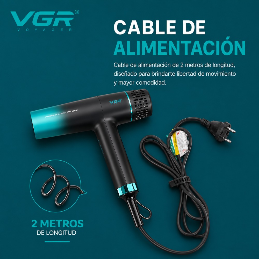 SECADOR DE PELO PROFESIONAL 2200W MOTOR BLDC 110000 RPM - 6
