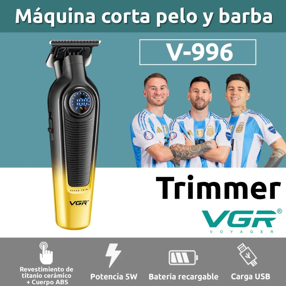 MÁQUINA PATILLERA PROFESIONAL VGR V-996 USB C PANTALLA LED - 2