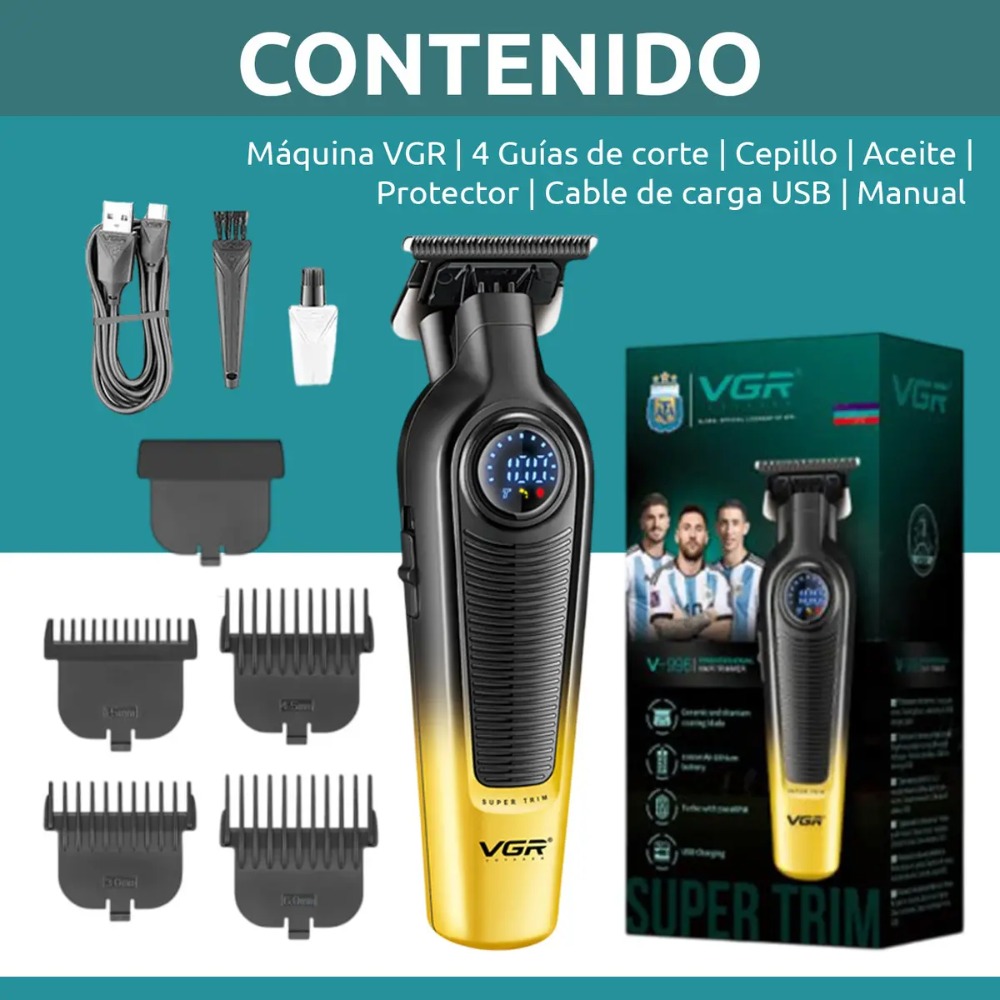 MÁQUINA PATILLERA PROFESIONAL VGR V-996 USB C PANTALLA LED - 7