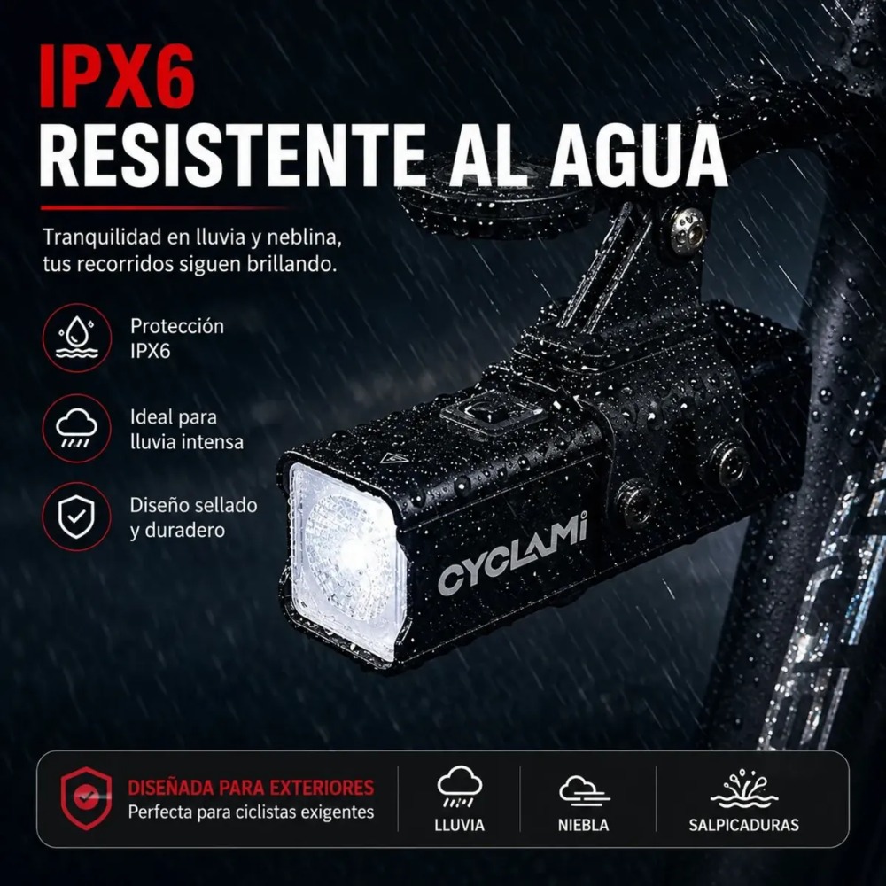 CYCLAMI BR-1000 LUZ DELANTERA BICICLETA 1000 LÚMENES USB-C - 6