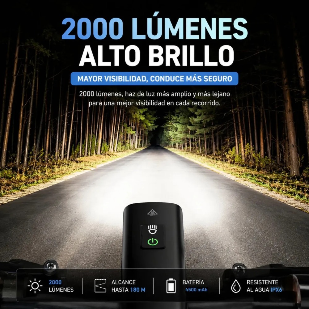CYCLAMI BR-2000 LUZ BICICLETA 2000 LÚMENES USB C - 6