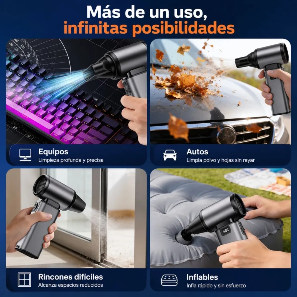 SOPLADOR DE AIRE ELÉCTRICO 130000 RPM PARA PC Y AUTO - 7