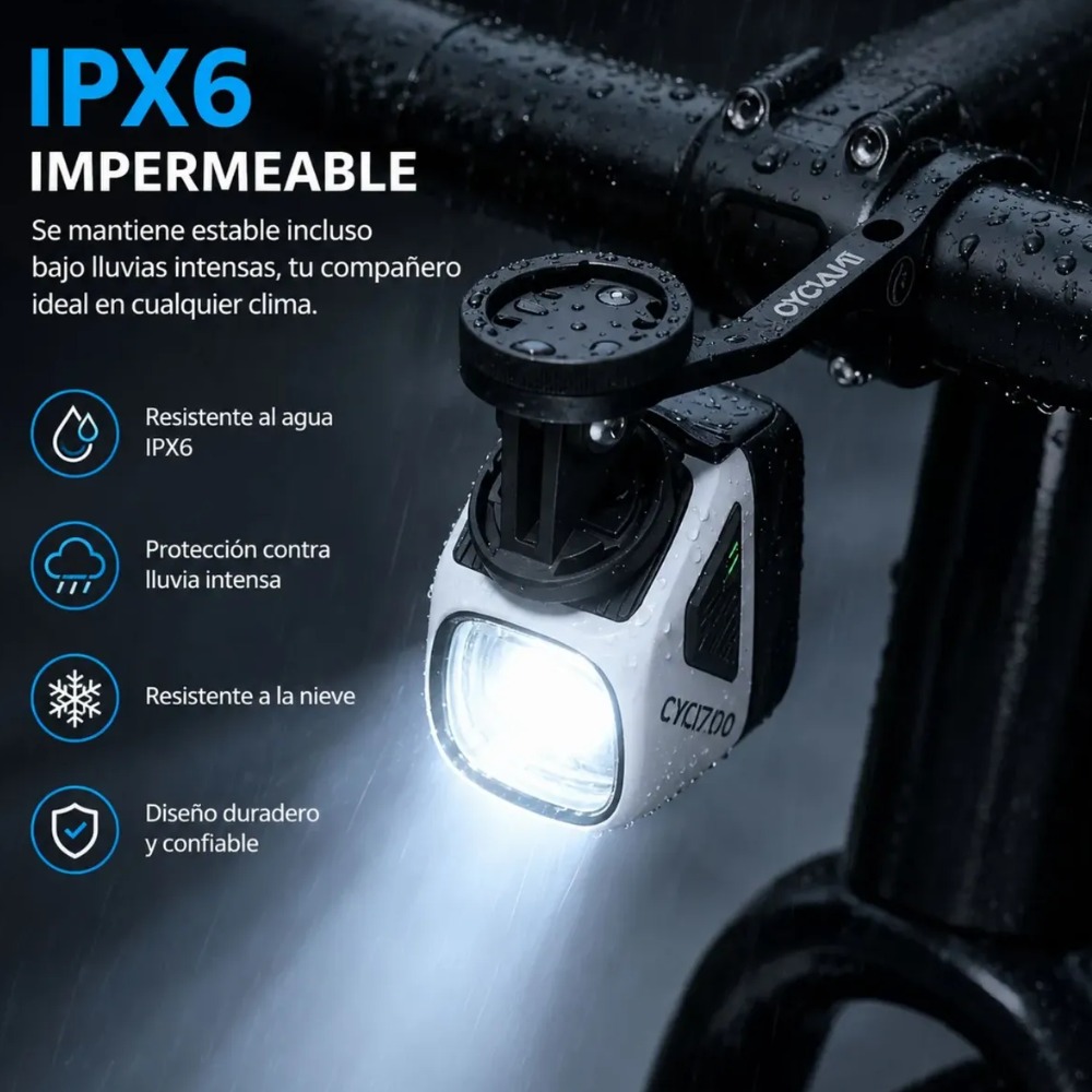 LUZ LED BICICLETA 1700LM RECARGABLE USB C IPX6 - 6
